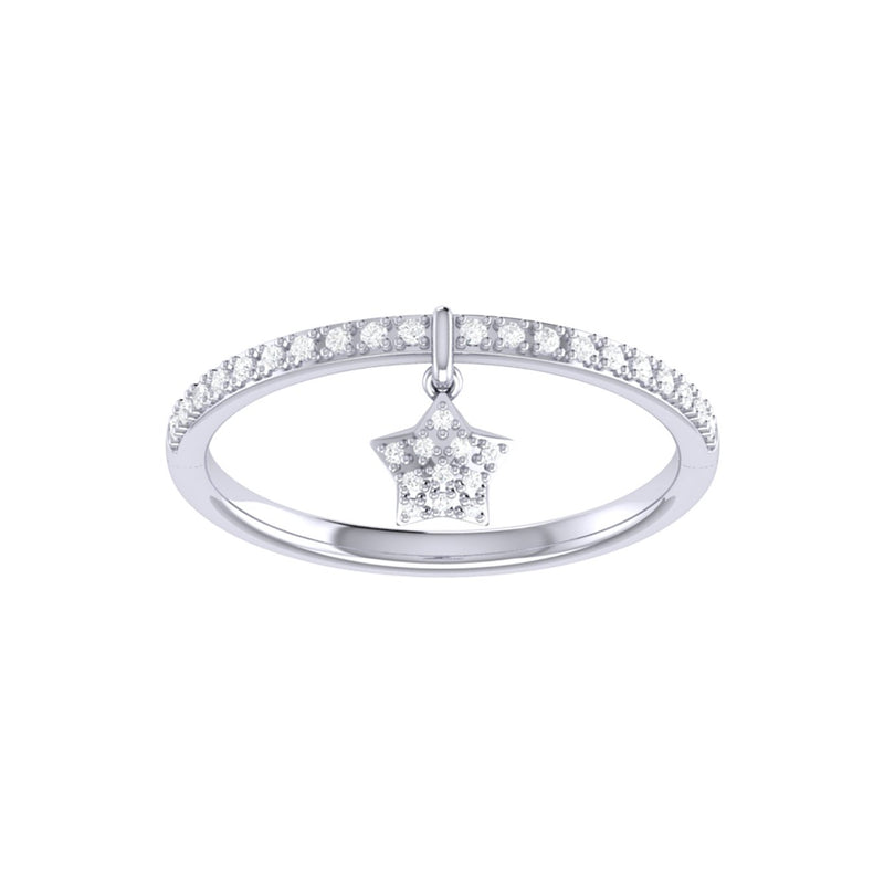 Starkissed Diamond Charm Ring in 14K White Gold