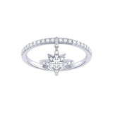 North Star Diamond Charm Ring in 14K White Gold