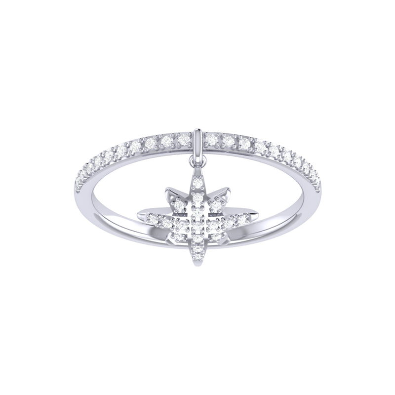 North Star Diamond Charm Ring in Sterling Silver