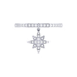 North Star Diamond Charm Ring in 14K White Gold