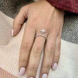 North Star Diamond Charm Ring in 14K White Gold