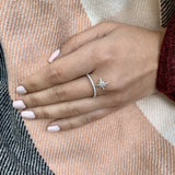 North Star Diamond Charm Ring in 14K White Gold