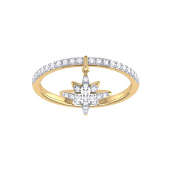North Star Diamond Charm Ring in 14K Yellow Gold Vermeil on Sterling Silver