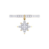 North Star Diamond Charm Ring in 14K Yellow Gold