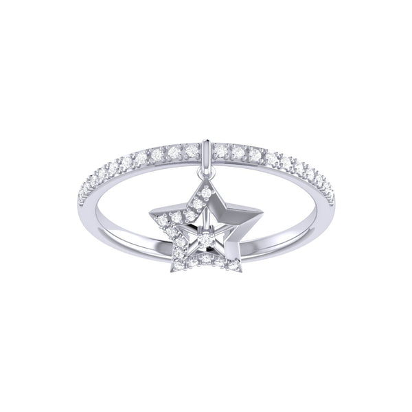 Lucky Star Diamond Charm Ring in 14K White Gold