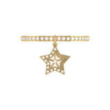Lucky Star Diamond Charm Ring in 14K Yellow Gold Vermeil on Sterling Silver
