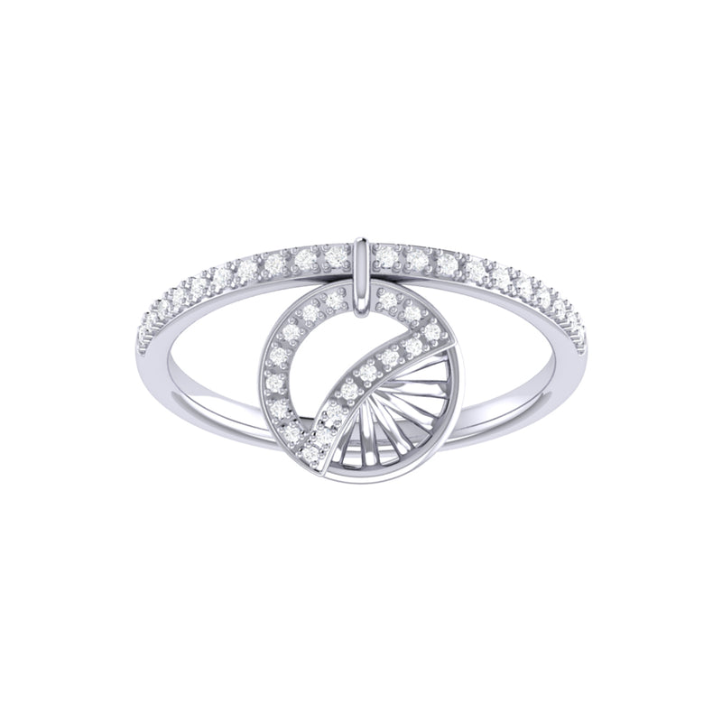 Moon Phases Diamond Charm Ring in Sterling Silver