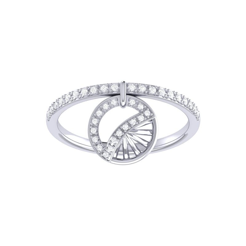 Moon Phases Diamond Charm Ring in 14K White Gold