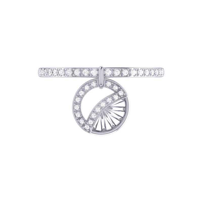 Moon Phases Diamond Charm Ring in 14K White Gold