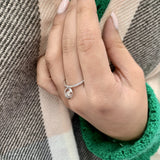 Moon Phases Diamond Charm Ring in 14K White Gold