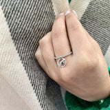 Moon Phases Diamond Charm Ring in 14K White Gold