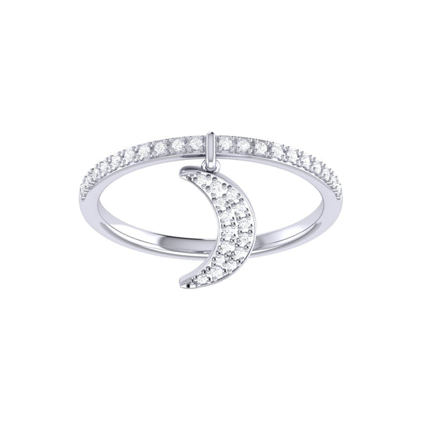 Moonlit Diamond Charm Ring in Sterling Silver