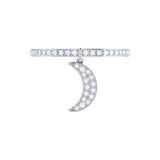Moonlit Diamond Charm Ring in 14K White Gold