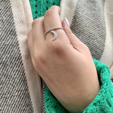 Moonlit Diamond Charm Ring in 14K White Gold