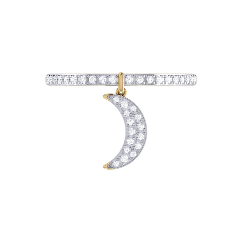 Moonlit Diamond Charm Ring in 14K Yellow Gold Vermeil on Sterling Silver