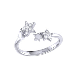 Dazzling Star Couples Diamond Open Ring in 14K White Gold