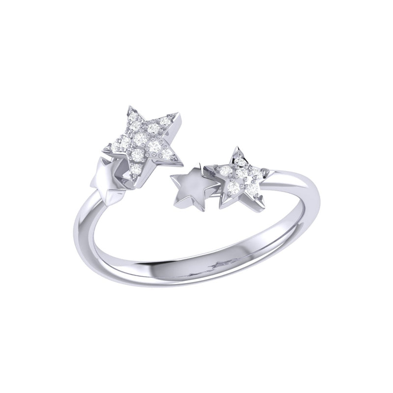 Dazzling Star Couples Diamond Open Ring in 14K White Gold