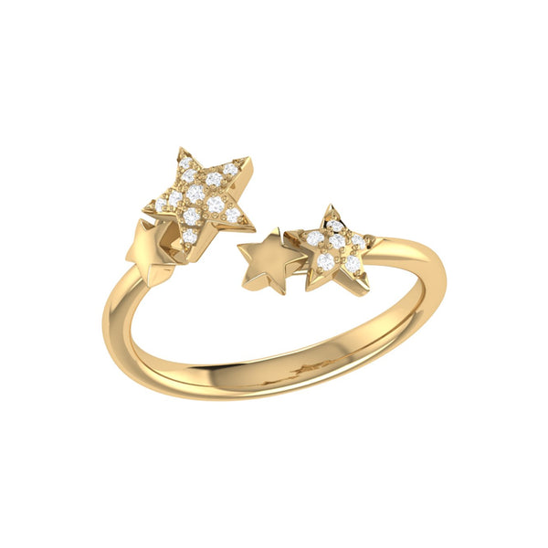 Dazzling Star Couples Diamond Open Ring in 14K Yellow Gold Vermeil on Sterling Silver