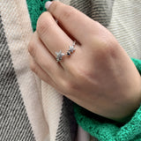 Dazzling Star Couples Diamond Open Ring in 14K Yellow Gold Vermeil on Sterling Silver