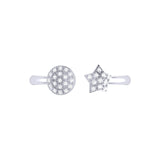 Full Moon Star Diamond Open Ring in 14K White Gold