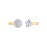 Full Moon Star Diamond Open Ring in 14K Yellow Gold Vermeil on Sterling Silver