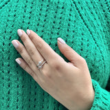 Starlit Crescent Double Band Diamond Ring in Sterling Silver
