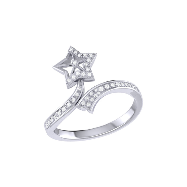 Lucky Star Twist Diamond Ring in Sterling Silver
