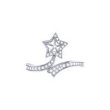 Lucky Star Twist Diamond Ring in 14K White Gold