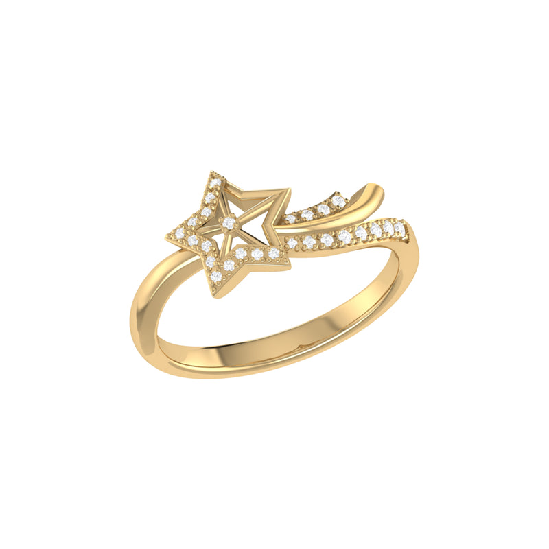 Shooting Star Sparkle Diamond Ring in 14K Yellow Gold