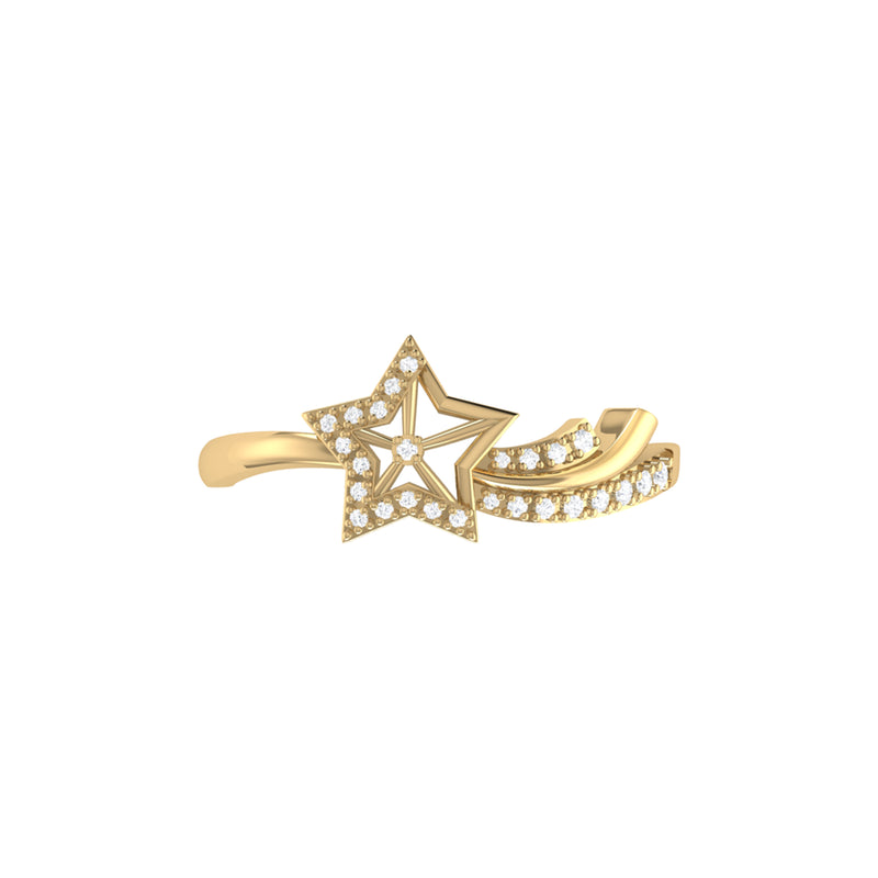 Shooting Star Sparkle Diamond Ring in 14K Yellow Gold