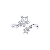 Gleaming Star Duo Diamond Ring in 14K White Gold