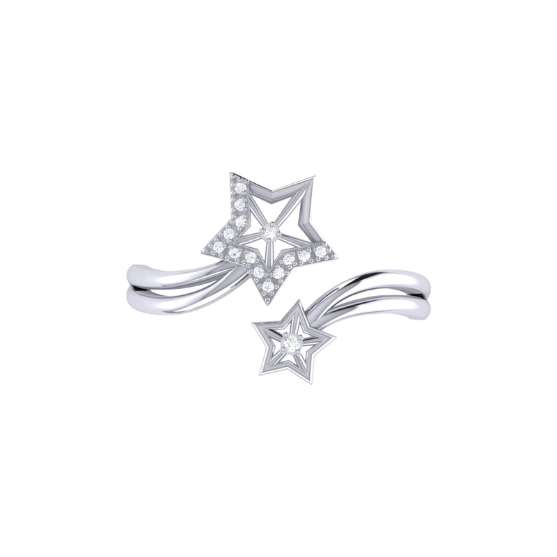 Gleaming Star Duo Diamond Ring in Sterling Silver