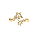 Gleaming Star Duo Diamond Ring in 14K Yellow Gold