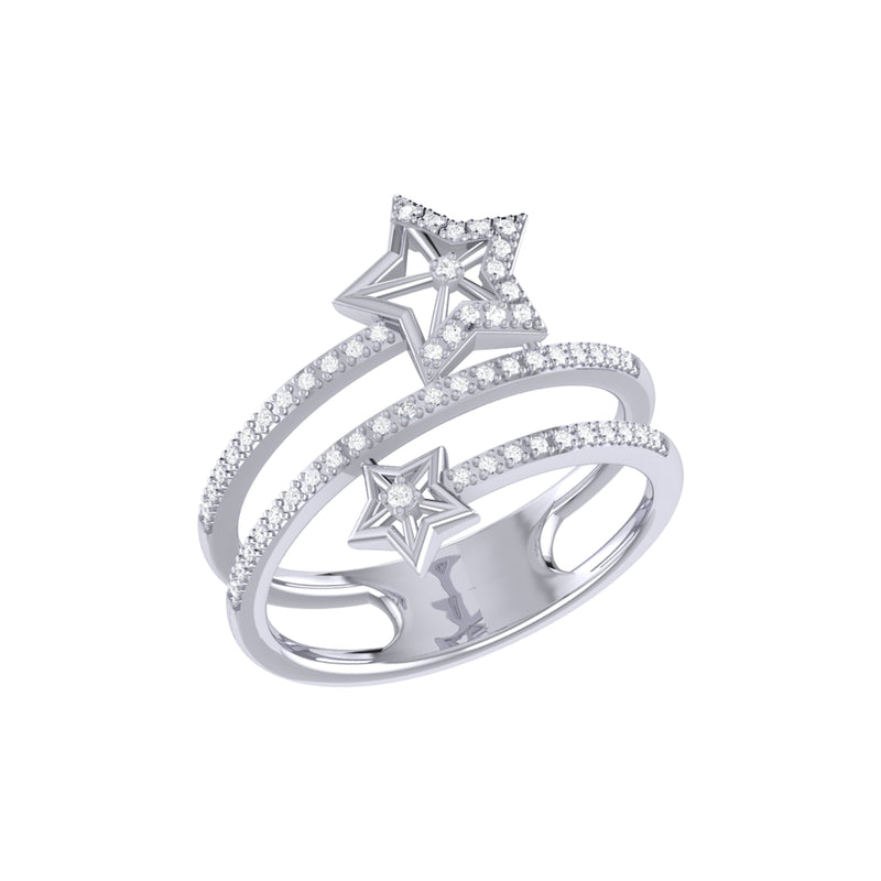 Glowing Stars Spiral Diamond Ring in Sterling Silver