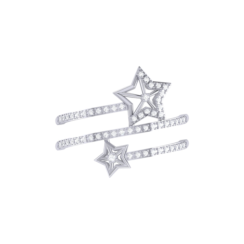 Glowing Stars Spiral Diamond Ring in 14K White Gold