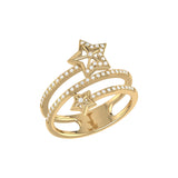 Glowing Stars Spiral Diamond Ring in 14K Yellow Gold