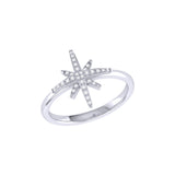 North Star Diamond Ring in Sterling Silver