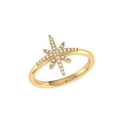 North Star Diamond Ring in 14K Yellow Gold Vermeil on Sterling Silver