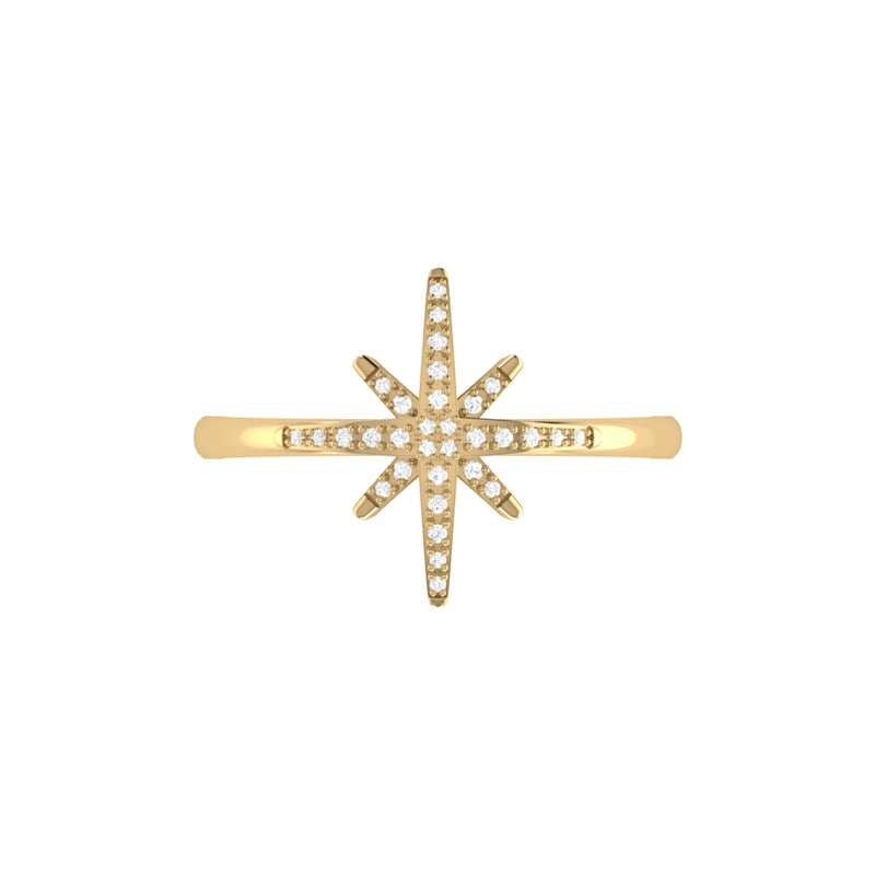 North Star Diamond Ring in 14K Yellow Gold Vermeil on Sterling Silver