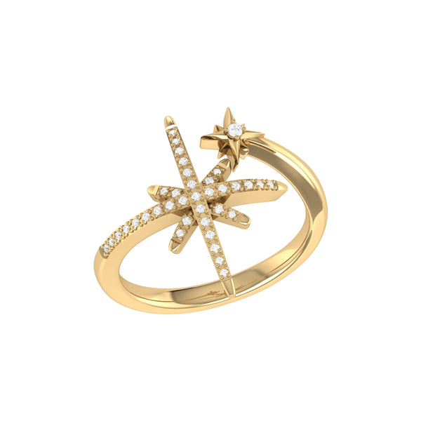 North Star Duo Diamond Ring in 14K Yellow Gold Vermeil on Sterling Silver