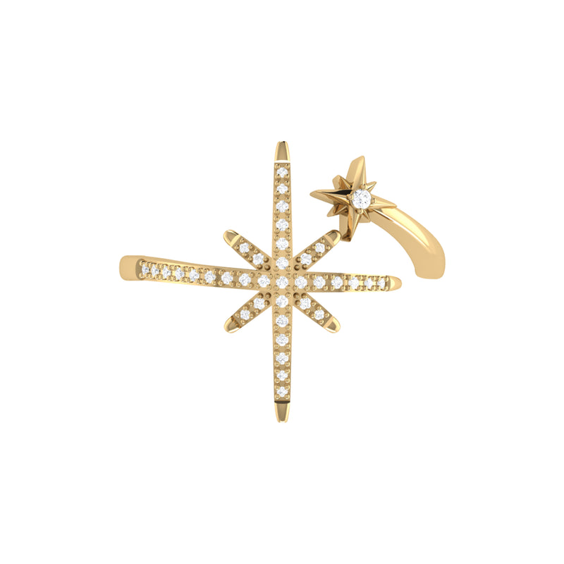 North Star Duo Diamond Ring in 14K Yellow Gold Vermeil on Sterling Silver