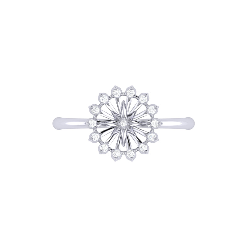 Starburst Diamond Ring in Sterling Silver