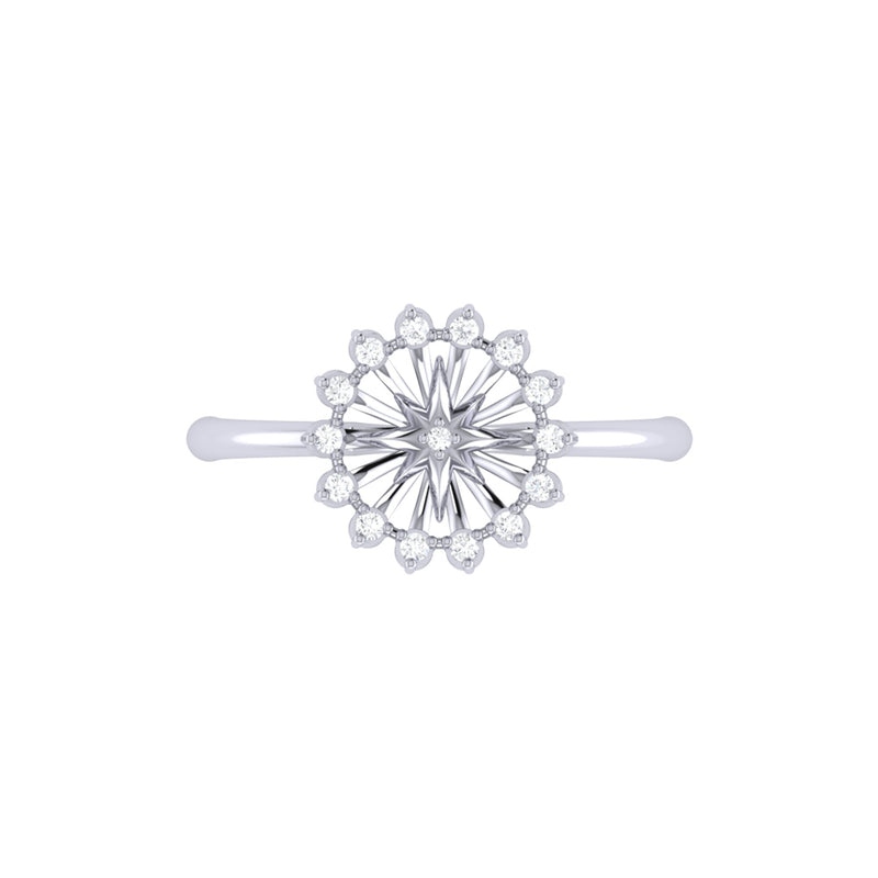 Starburst Diamond Ring in 14K White Gold