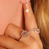 Starburst Diamond Ring in Sterling Silver