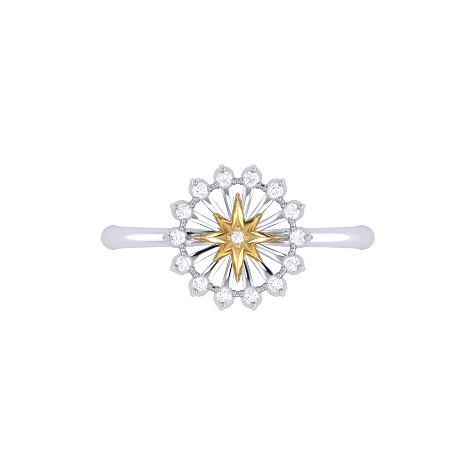 Starburst Two-Tone Diamond Ring in 14K Yellow Gold Vermeil on Sterling ...