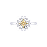 Starburst Two-Tone Diamond Ring in 14K Yellow Gold Vermeil on Sterling Silver