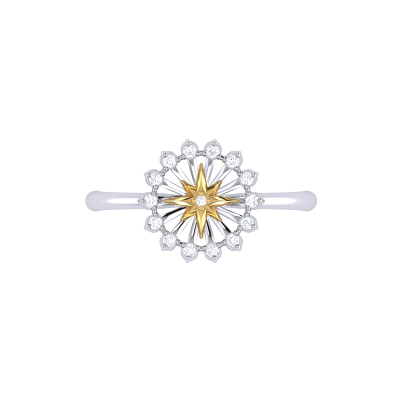 Starburst Two-Tone Diamond Ring in 14K Yellow Gold Vermeil on Sterling ...