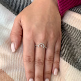 Crescent North Star Diamond Ring in Sterling Silver