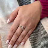 Crescent North Star Diamond Ring in Sterling Silver