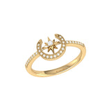 Crescent North Star Diamond Ring in 14K Yellow Gold